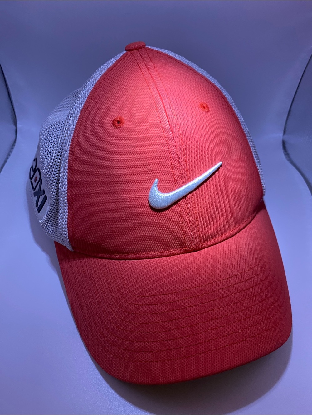 Nike Red Front White Mesh Swoosh Trucker Hat